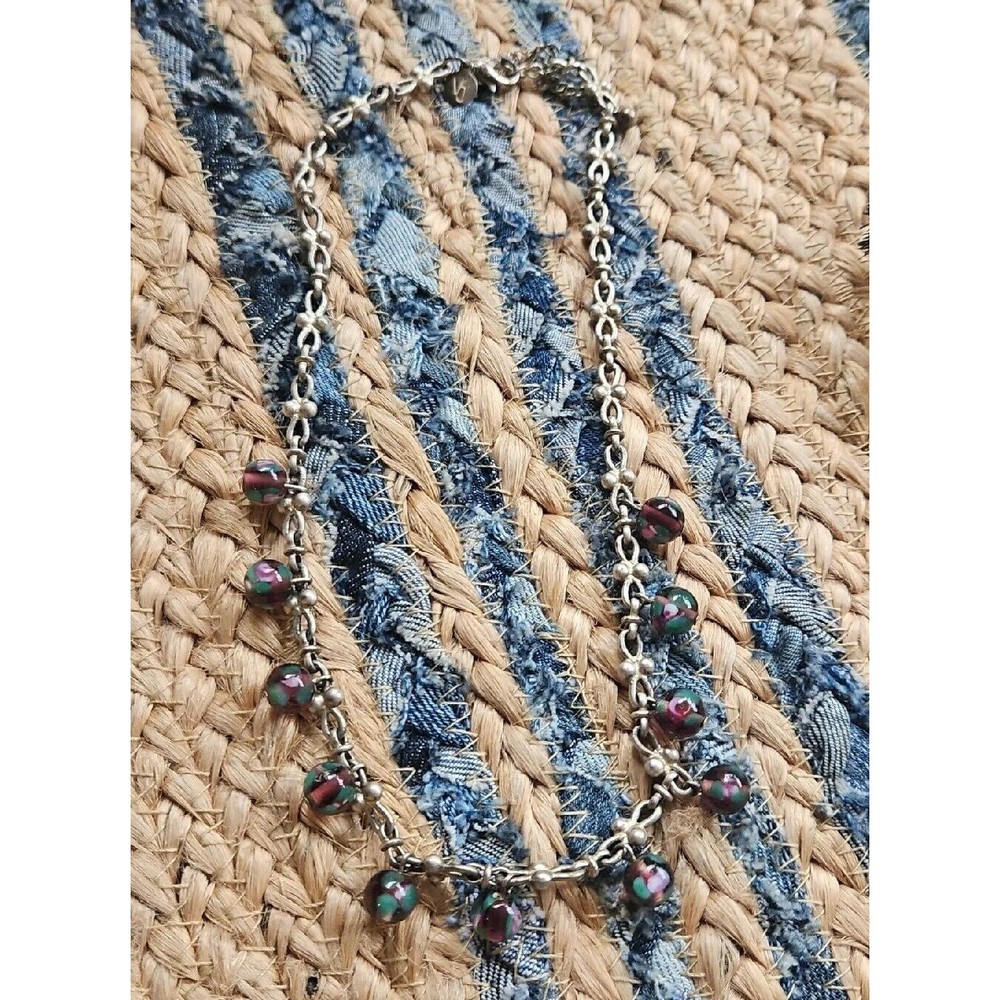 Vintage VJ Vicky Jousan Glass Silver Necklace